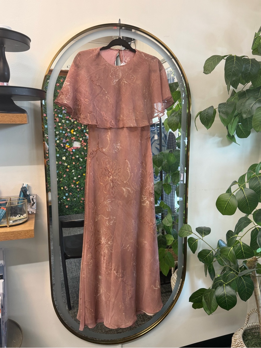 Zara Dusty Rose Embroidered Cape Maxi Dress